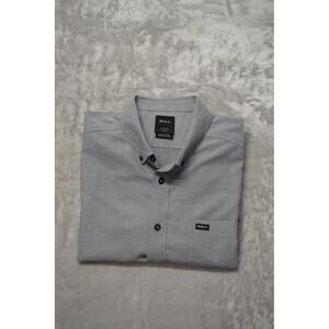 RVCA Mens Slim Fit Short Sleeve Button Down Shirt Gray Size Medium